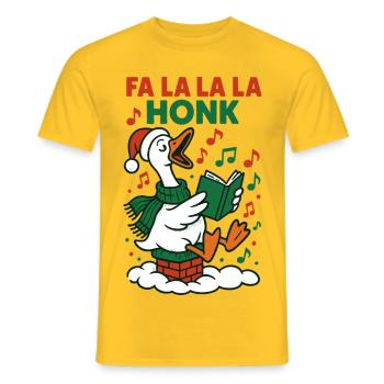 Fa La La La Honk Christmas Goose Funny Design - Men's T-Shirt - yellow - Front - AI Model Male 178 dark (178cm)