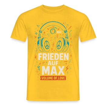 Peace on Max, Music Volume of Love Festival - Men's T-Shirt - yellow - Front - AI Model Male 178 dark (178cm)