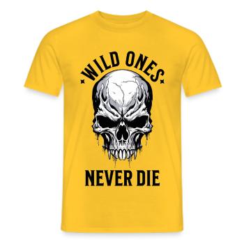 Totenkopf Totenschädel Skelett Motorrad Biker Gang - Männer T-Shirt - Gelb - Vorne - AI Model Male 178 dark (178cm)