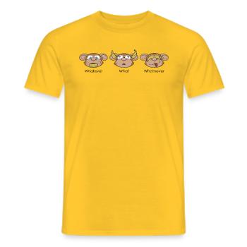 Les trois singes (ne disent pas) leur - T-shirt homme - jaune - Devant - AI Model Male 178 dark (178cm)
