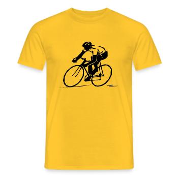 Radfahrer auf stilisiertem Rennrad Geschenkidee - Männer T-Shirt - Gelb - Vorne - AI Model Male 178 dark (178cm)