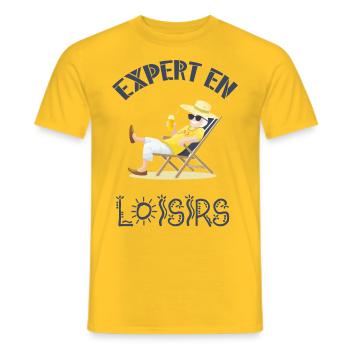 Expert en loisirs - T-shirt homme - jaune - Devant - AI Model Male 178 dark (178cm)