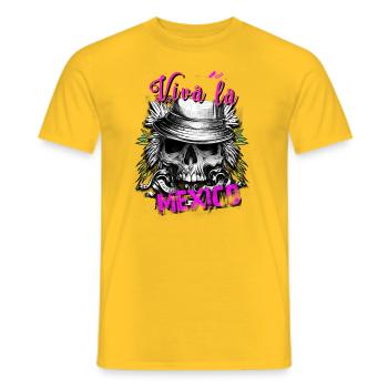 Viva la Mexico, Geschenkidee, Totenkopf - Männer T-Shirt - Gelb - Vorne - AI Model Male 178 dark (178cm)