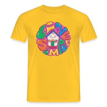 Tiny House Live Simple avec contour violet - T-shirt homme - jaune - Devant - AI Model Male 178 dark (178cm)