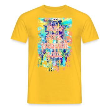 Retro style modern soul - Men's T-Shirt - yellow - Front - AI Model Male 178 dark (178cm)