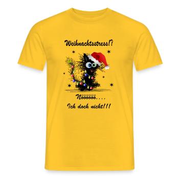 Katze Weihnachten Stress - Männer T-Shirt - Gelb - Vorne - AI Model Male 178 dark (178cm)