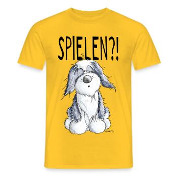 Verspielter Bearded Collie - Hund - Geschenk - Männer T-Shirt - Gelb - Vorne - AI Model Male 178 dark (178cm)