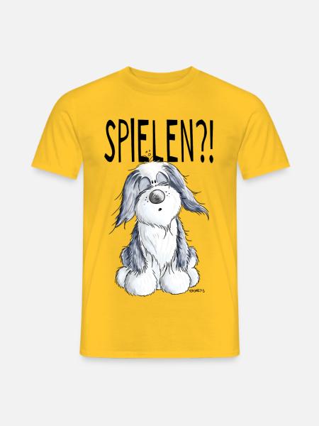 Verspielter Bearded Collie - Hund - Geschenk - Männer T-Shirt - Gelb