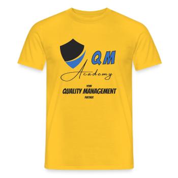 QM Academy Logo - Men's T-Shirt - yellow - Front - AI Model Male 178 dark (178cm)