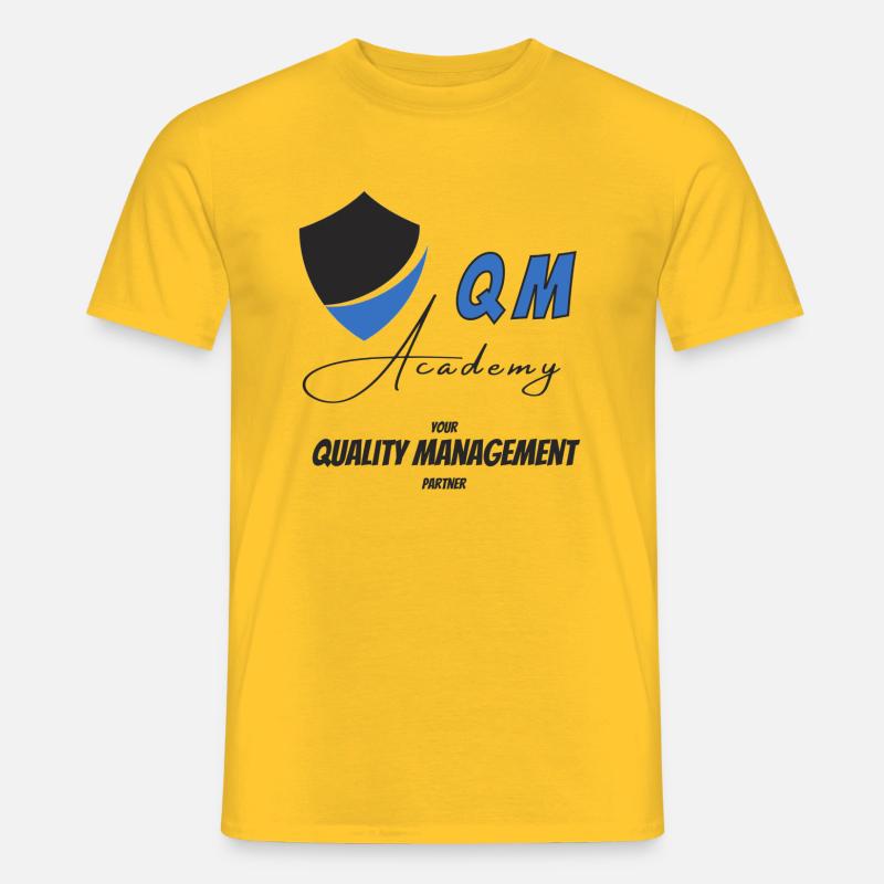 QM Academy Logo - Männer T-Shirt - Gelb