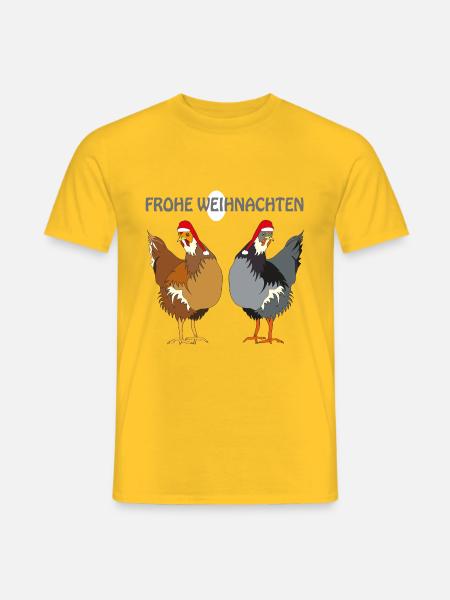 Frohe Weihnachten mit Hühner - Männer T-Shirt - Gelb