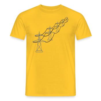 lange reihe muster viele trasse strom mast stromma - Männer T-Shirt - Gelb - Vorne - AI Model Male 178 dark (178cm)