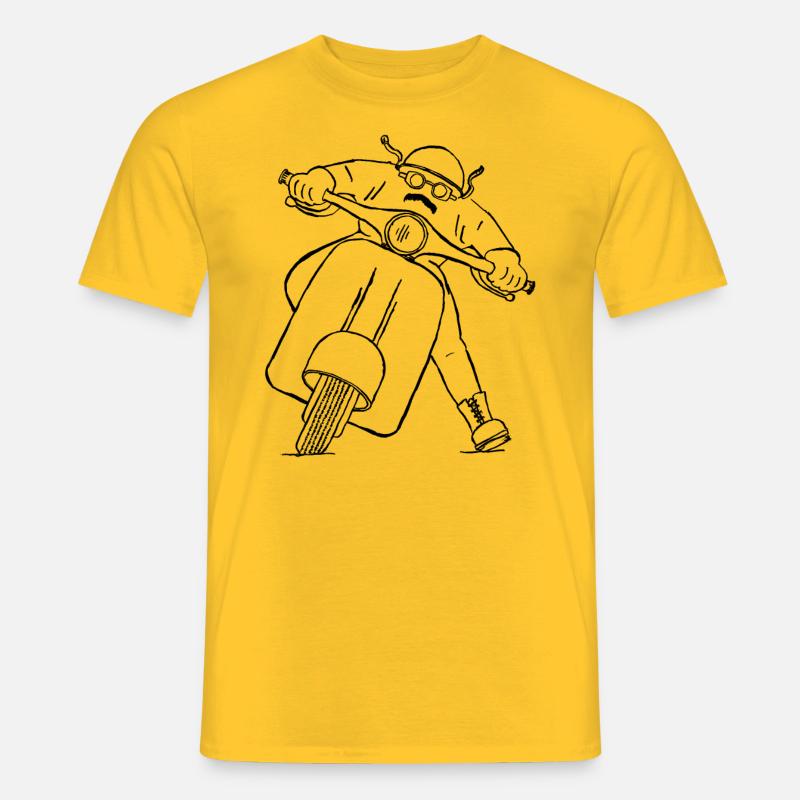 Silhouettes Rocker on Scooter Drawing - Men’s T-shirt - yellow