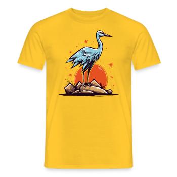 Graureiher oder Storch Vogel und eine rote Sonne - Männer T-Shirt - Gelb - Vorne - AI Model Male 178 dark (178cm)
