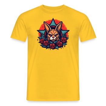 Des stars du tatouage des roses et un lapin - T-shirt homme - jaune - Devant - AI Model Male 178 dark (178cm)