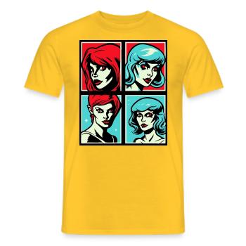 Est-ce du pop art ? La diversité des femmes - T-shirt homme - jaune - Devant - AI Model Male 178 dark (178cm)
