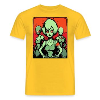 Cartoon Zombie Ladies - Men's T-Shirt - yellow - Front - AI Model Male 178 dark (178cm)