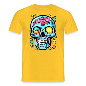 Cartoon-Träume: Blasen Totenkopf - Männer T-Shirt - Gelb - Vorne - AI Model Male 178 dark (178cm)