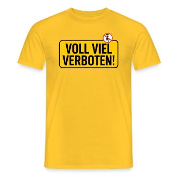 Schild: Voll Viel Verboten - Männer T-Shirt - Gelb - Vorne - AI Model Male 178 dark (178cm)