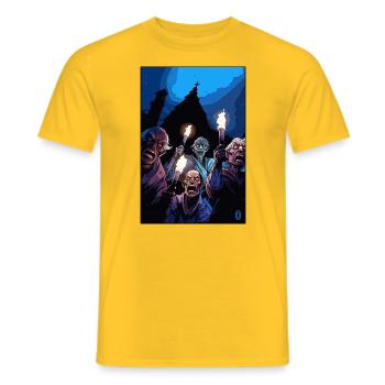 Vieux chasseurs avec des torches - T-shirt homme - jaune - Devant - AI Model Male 178 dark (178cm)