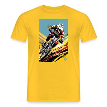 Dessin animé Pop Art : Descente en VTT - T-shirt homme - jaune - Devant - AI Model Male 178 dark (178cm)