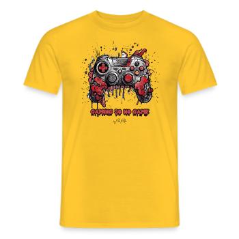 Gaming is no fun, gamers - Men's T-Shirt - yellow - Front - AI Model Male 178 dark (178cm)