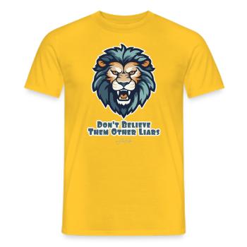 Ne crois pas les autres menteurs, le lion - T-shirt homme - jaune - Devant - AI Model Male 178 dark (178cm)