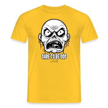 Dare to Be Weird: The Angry White Zombie - Men's T-Shirt - yellow - Front - AI Model Male 178 dark (178cm)
