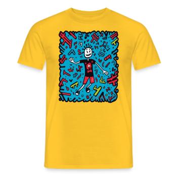 Beaucoup de dessins animés Pop Art Doodle - T-shirt homme - jaune - Devant - AI Model Male 178 dark (178cm)