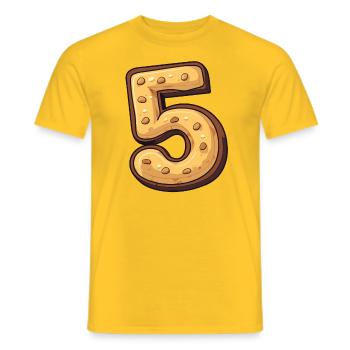 Birthday Cookie for Five-Year-Olds, Kids Birthday - Men's T-Shirt - yellow - Front - AI Model Male 178 dark (178cm)