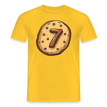 Birthday cookie for seven-year-old child - Men's T-Shirt - yellow - Front - AI Model Male 178 dark (178cm)