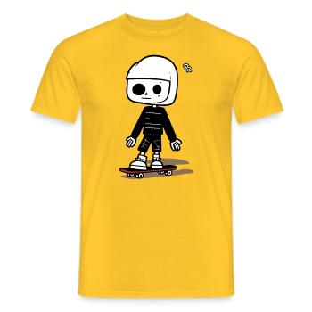 Junger Skateboarder beim Skateboard fahren - Männer T-Shirt - Gelb - Vorne - AI Model Male 178 dark (178cm)