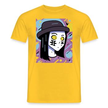 manga anime : artistique, fille colorée avec hu - T-shirt homme - jaune - Devant - AI Model Male 178 dark (178cm)