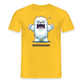 Petit yéti de dessin animé - T-shirt homme - jaune - Devant - AI Model Male 178 dark (178cm)