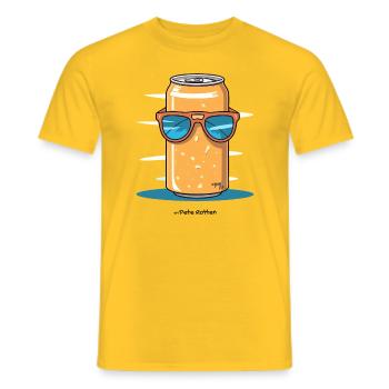A cool can of soda with sunglasses - Men's T-Shirt - yellow - Front - AI Model Male 178 dark (178cm)