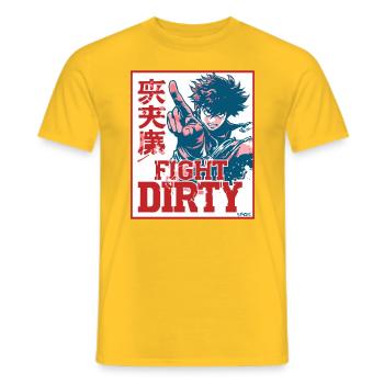 Anime Martial Arts: Fight Dirty - Men's T-Shirt - yellow - Front - AI Model Male 178 dark (178cm)