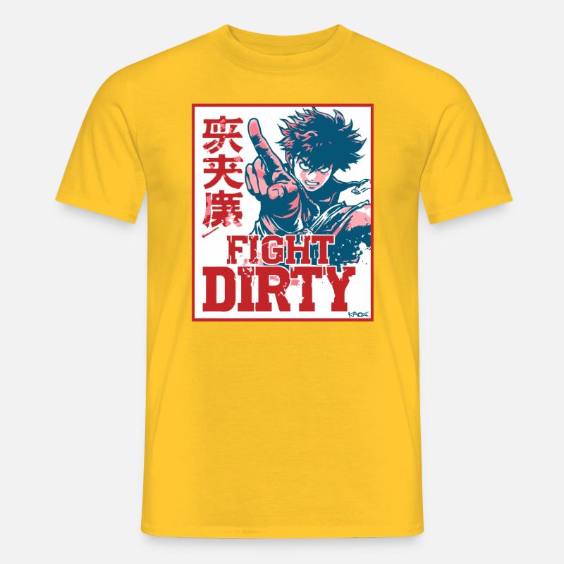 Anime-Kampfkunst: Kämpfe schmutzig - Männer T-Shirt - Gelb