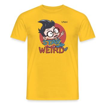 Reste étrange, coquin intelligent - T-shirt homme - jaune - Devant - AI Model Male 178 dark (178cm)