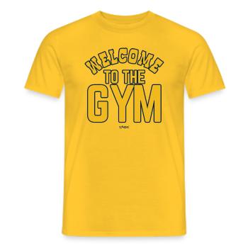 Text: Welcome to the gym - Men's T-Shirt - yellow - Front - AI Model Male 178 dark (178cm)