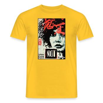 Japanese Asian Poster Girl - Men's T-Shirt - yellow - Front - AI Model Male 178 dark (178cm)