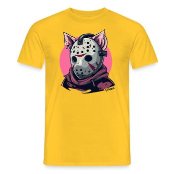 Horreur effrayante Masques de hockey Cochon - T-shirt homme - jaune - Devant - AI Model Male 178 dark (178cm)