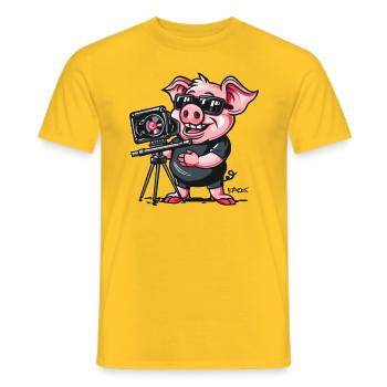 Réalisateur Directeur de la photographie Pig - T-shirt homme - jaune - Devant - AI Model Male 178 dark (178cm)