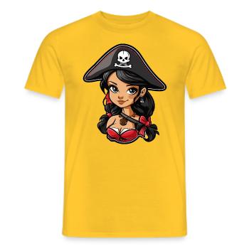 Cute Anime Pirate Girl - Men's T-Shirt - yellow - Front - AI Model Male 178 dark (178cm)