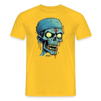 Ein Mumien Zombie Totenkopf - Männer T-Shirt - Gelb - Vorne - AI Model Male 178 dark (178cm)