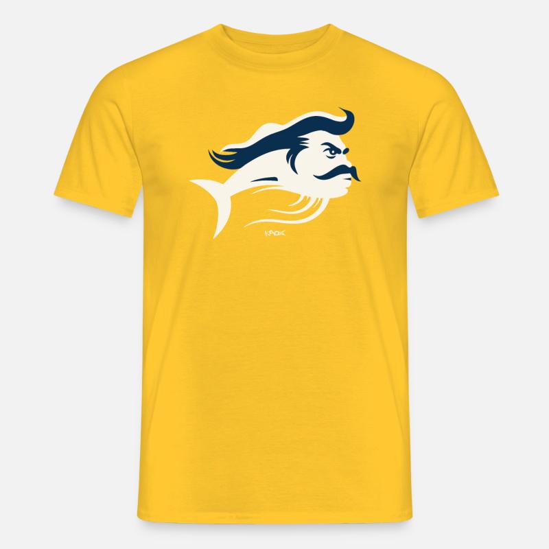 Die berühmte superbe Schnurrbart Fisch - Männer T-Shirt - Gelb