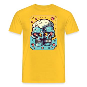 Twin Head Brain Zombies - Men's T-Shirt - yellow - Front - AI Model Male 178 dark (178cm)
