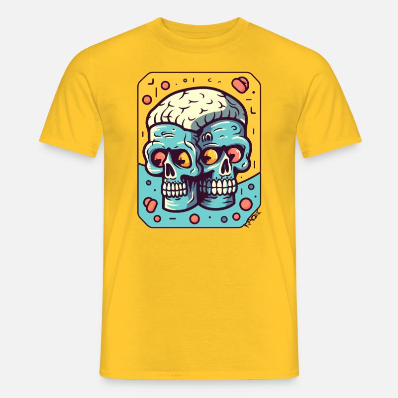 Zwillingskopf-Gehirn-Zombies - Männer T-Shirt - Gelb