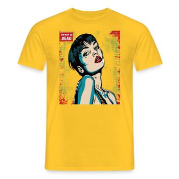 Hip-Hop ist tot, Anime Pop Art Cartoon Frau - Männer T-Shirt - Gelb - Vorne - AI Model Male 178 dark (178cm)
