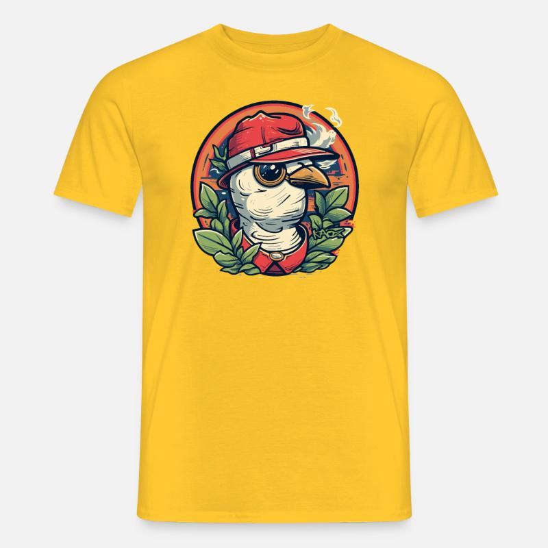 Der Dschungel-Baseball-Cap-Maskottchen-Taube - Männer T-Shirt - Gelb