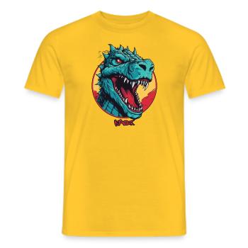 Rex Dino Dinosaur Mascot - Men's T-Shirt - yellow - Front - AI Model Male 178 dark (178cm)